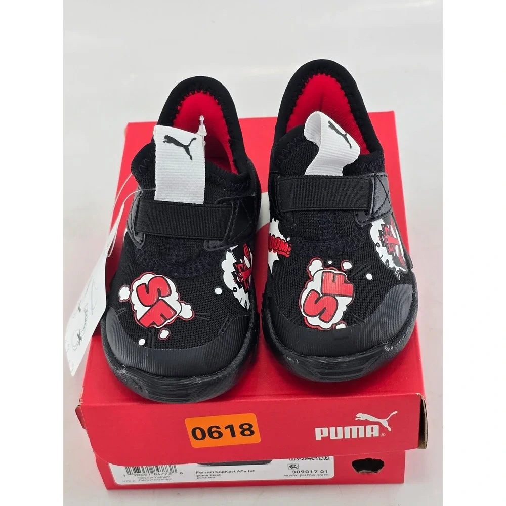 Puma Ferrari SlipKart AC+ Inf Infant Size 4C Black Red Sneakers 309017 01 - New
